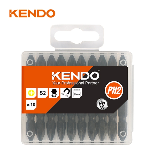 Mũi vít bake 2 đầu bằng thép S2 PH2×65mm Kendo - 23230532