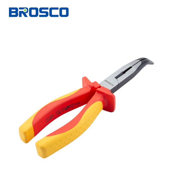 Kìm nhọn mỏ cong cách điện 1000V VDE bằng thép Cr-V Brosco
