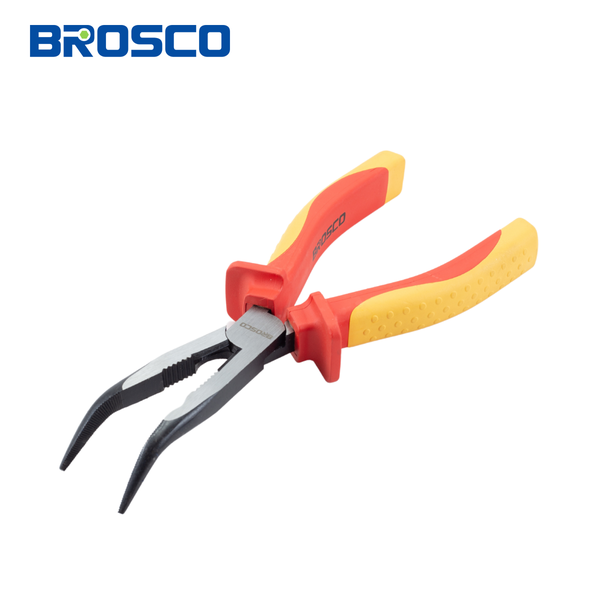 Kìm nhọn mỏ cong cách điện 1000V VDE bằng thép Cr-V Brosco