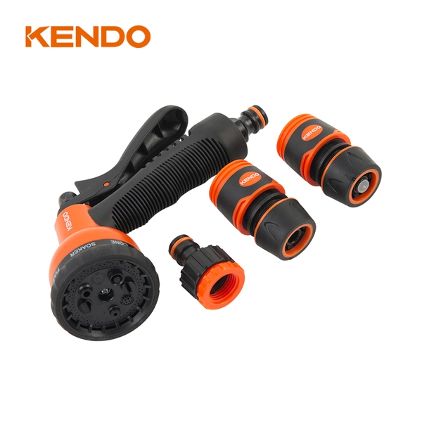 Bộ dụng cụ 4 cái súng phun bằng nhựa 8 mẫu tia và đầu nối Kendo - 60683