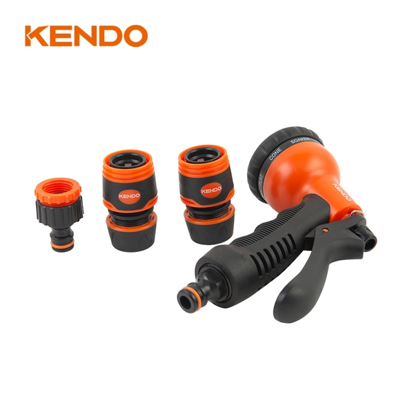 Bộ dụng cụ 4 cái súng phun bằng nhựa 8 mẫu tia và đầu nối Kendo - 60683