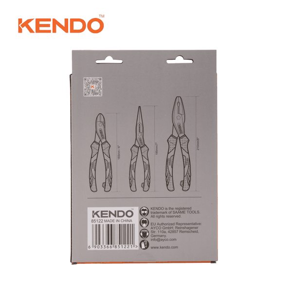 Bộ kìm 3 cái kìm đòn bẩy trợ lực (điện-cắt-nhọn) Kendo - 85122