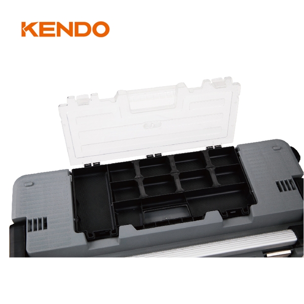 Hộp nhựa đựng dụng cụ có ngăn đựng vít bên trên kích thước 65.6 × 28.5 × 27 cm Kendo – 90273