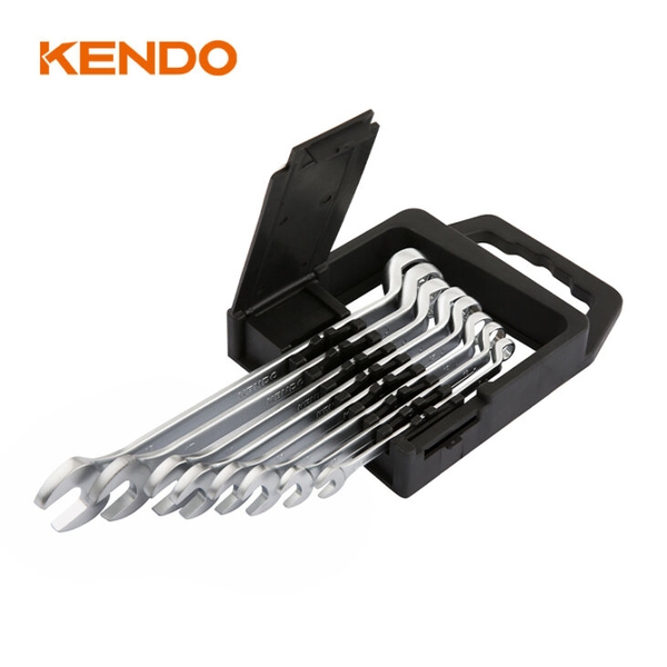 Bộ 8 cái cờ lê 2 đầu vòng loại sâu và miệng bằng thép CrV (8-10-12-13-14-15-17-19mm) Kendo - 15201