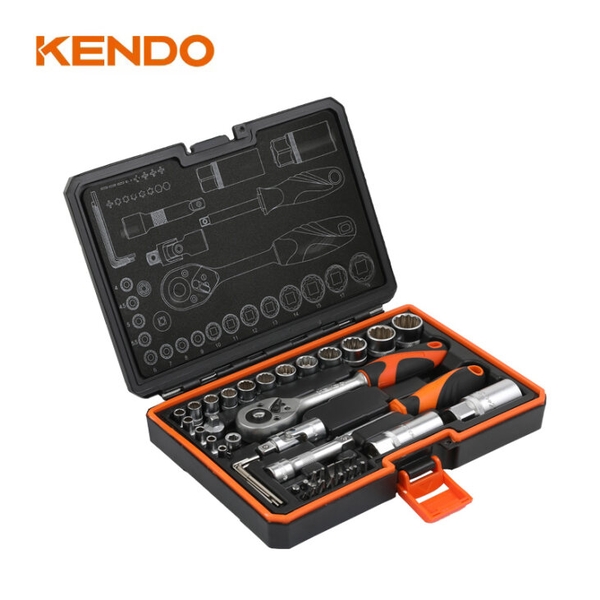 Bộ dụng cụ sửa chữa 45 chi tiết 1/4 inch và 3/8 inch Kendo - 90591