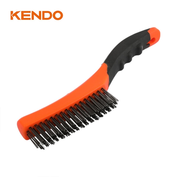 Bàn chải sợi thép 4x16 hàng tay cầm nhựa mềm kích thước 10 inch 250mm Kendo - 31301