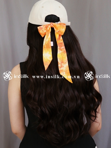 Khăn lụa tơ tằm | khăn Twilly | InSilk - Hoàng vân (cam, vàng)
