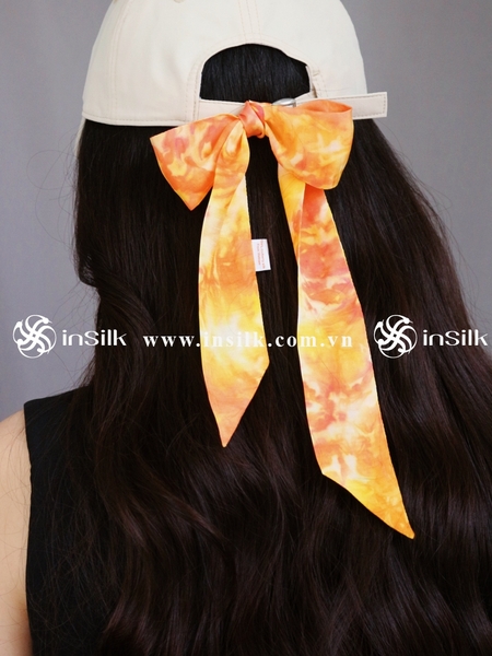 Khăn lụa tơ tằm | khăn Twilly | InSilk - Hoàng vân (cam, vàng)