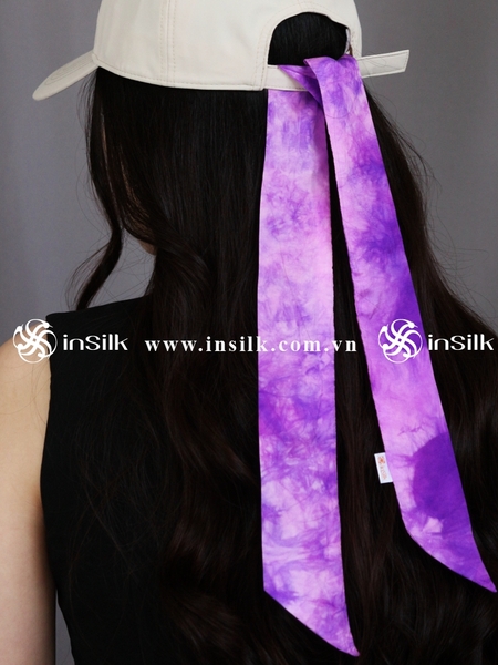 Khăn lụa tơ tằm | khăn Twilly | InSilk - Khuê vân (hồng, tím)