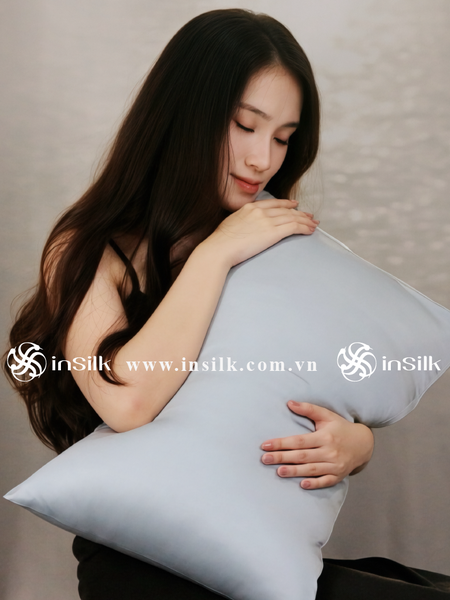 Vỏ gối lụa | InSilk  - xám ghi