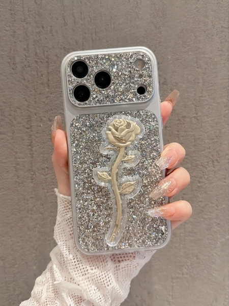 Ốp Lưng iPhone Hoa Hồng Ánh Kim Lấp Lánh Luxury