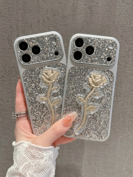 Ốp Lưng iPhone Hoa Hồng Ánh Kim Lấp Lánh Luxury