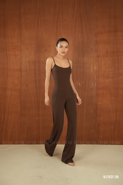 Jumpsuit Thun Nâu Hai Dây Ống Suông NOVA Taygu | JTK21