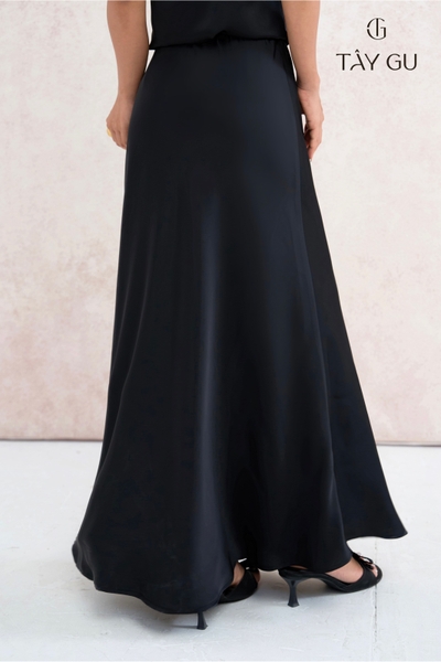 Chân Váy Lụa Hai Lớp Dáng Đuôi Cá Lưng Dây Rút EMMA Taygu | CT1