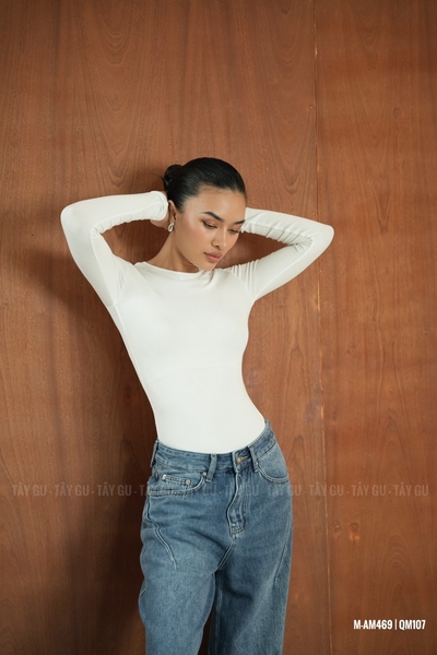 Áo Thun Gân Nhuyễn Basic Tay Dài Cổ Tròn Taygu | AM469
