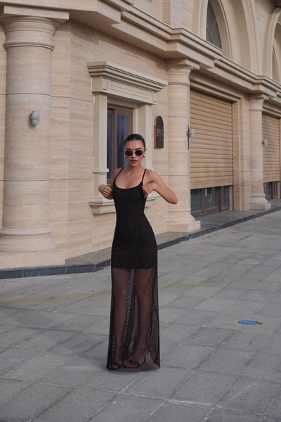 Đầm Hai Dây Ôm Body Lưới Đen CANY Taygu | DTK127