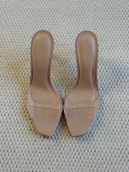 Guốc Cao Gót Quai Trong Mũi Vạt Xéo 9cm AMER Taygu | D8