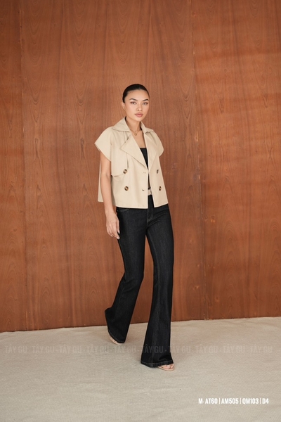 Áo Thiết Kế Kaki Dày Sát Nách Cổ V Có Nút MESA Taygu | AT60