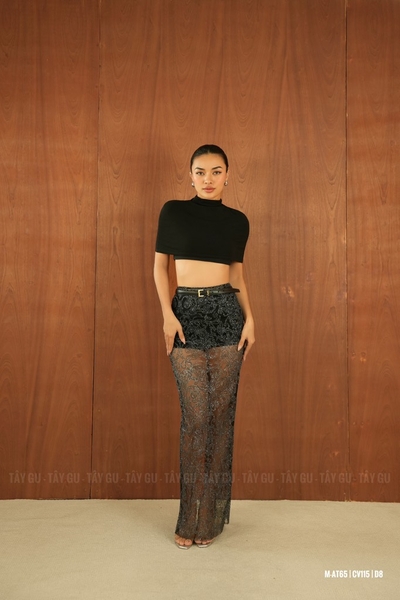 Chân Váy Bling Dài Xuyên Thấu Xẻ Sau QUINSA Taygu | CV115