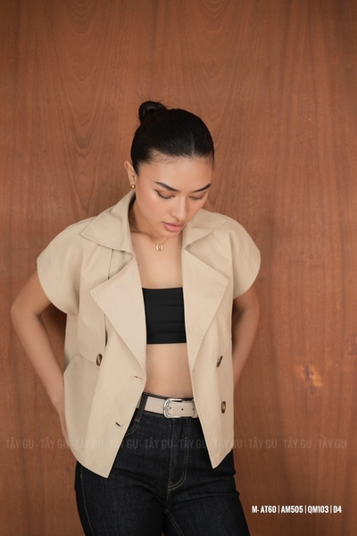 Áo Thiết Kế Kaki Dày Sát Nách Cổ V Có Nút MESA Taygu | AT60
