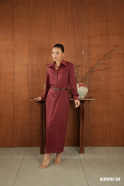 Đầm Sơ Mi Lụa Đỏ Thanh Lịch NICA Taygu | DTK141