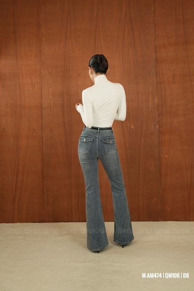 Áo Thun Tay Dài Cổ Lọ Thấp Nhún Vai Eo Taygu | AM474