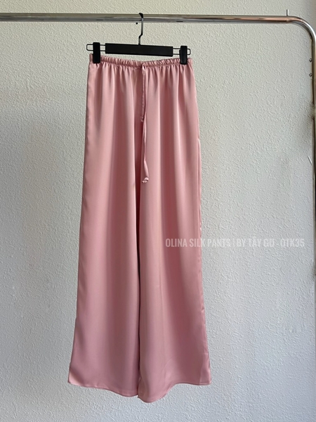 Quần Lụa Suông Dài Lưng Dây Rút OLINA Taygu | QTK35