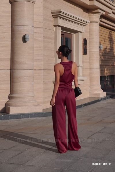 Quần Lụa Suông Dài Lưng Dây Rút OLINA Taygu | QTK35