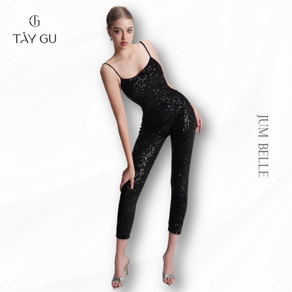 Jumpsuit Thiết Kế Hai Dây Đen Bling BELLE Taygu | JTK17
