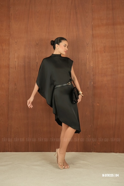 Đầm Lụa Cổ Lọ Dáng Chéo Tay Lệch HAVOS Taygu | DTK135