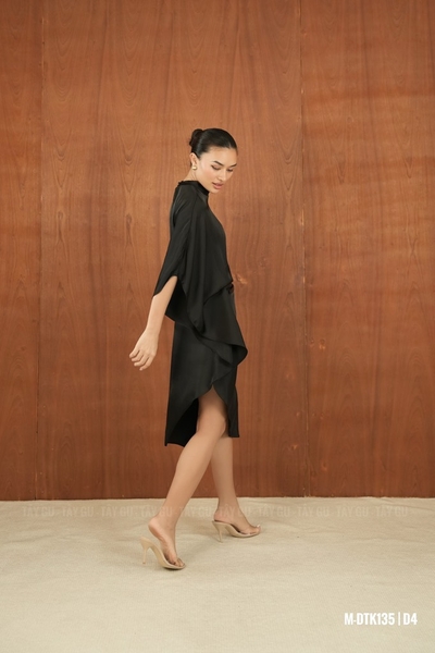 Đầm Lụa Cổ Lọ Dáng Chéo Tay Lệch HAVOS Taygu | DTK135