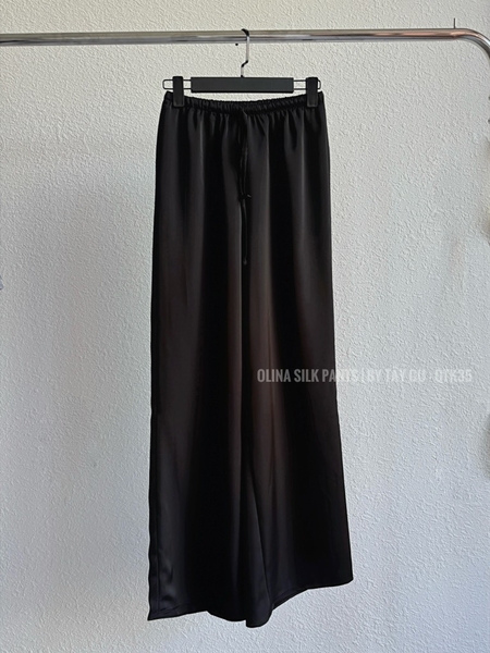 Quần Lụa Suông Dài Lưng Dây Rút OLINA Taygu | QTK35