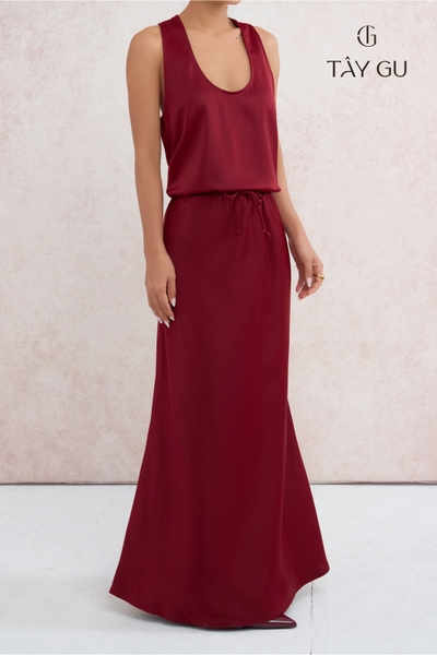 Chân Váy Lụa Hai Lớp Dáng Đuôi Cá Lưng Dây Rút EMMA Taygu | CT1