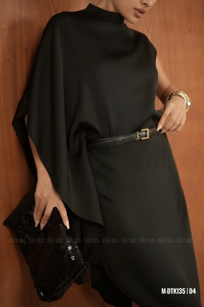 Đầm Lụa Cổ Lọ Dáng Chéo Tay Lệch HAVOS Taygu | DTK135