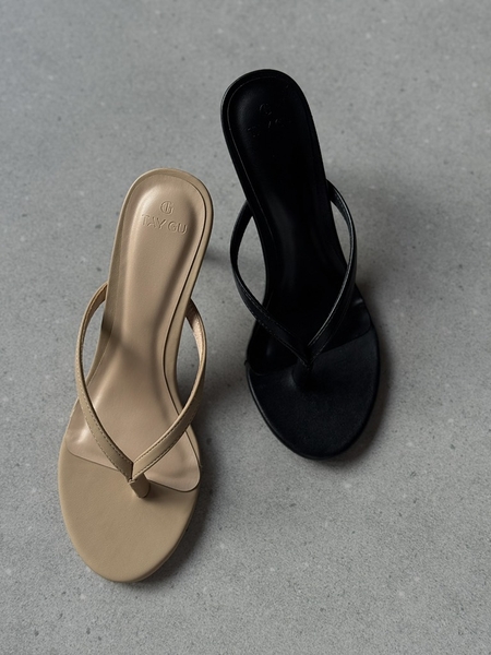 Guốc Cao Gót Xỏ Ngón Mũi Tròn 9cm KYLIE Taygu | D9