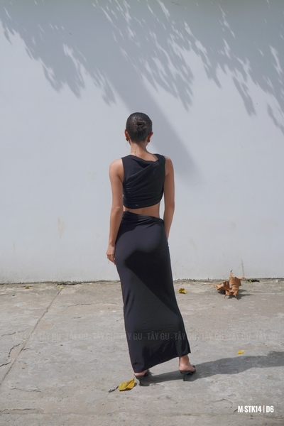 Set Thiết Kế Áo Váy Xoắn Cuộn Đỏ Đô KAMI Taygu | STK40