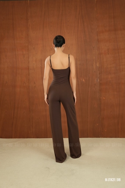 Jumpsuit Thun Nâu Hai Dây Ống Suông NOVA Taygu | JTK21