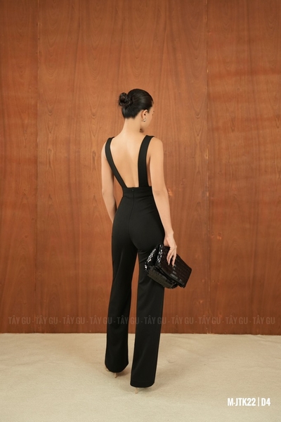 Jumpsuit Suông Đen Không Tay Hở Lưng Xẻ Hai Bên TALLA Taygu | JTK22