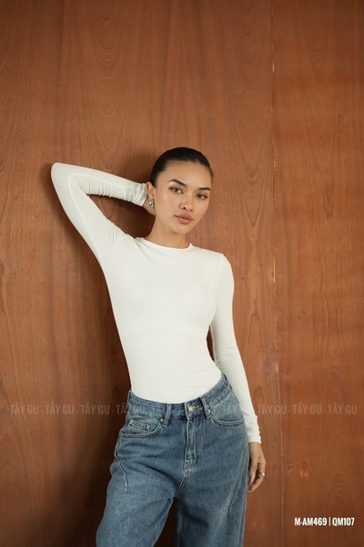 Áo Thun Gân Nhuyễn Basic Tay Dài Cổ Tròn Taygu | AM469