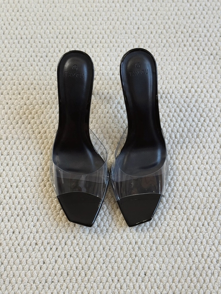 Guốc Cao Gót Quai Trong Mũi Vạt Xéo 9cm AMER Taygu | D8