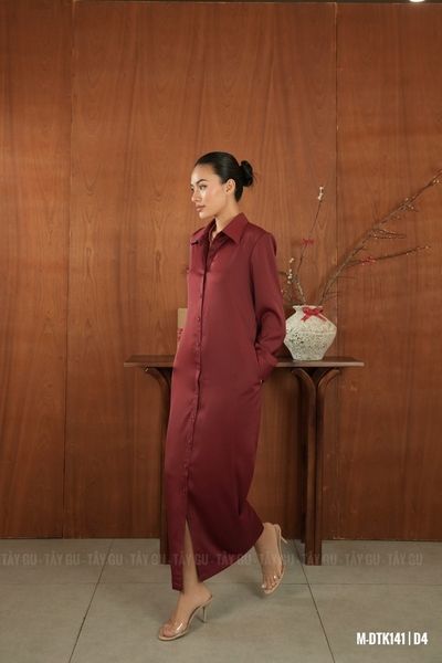 Đầm Sơ Mi Lụa Đỏ Thanh Lịch NICA Taygu | DTK141