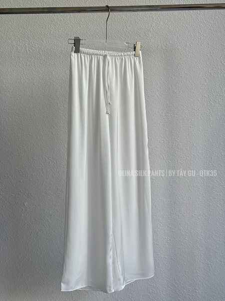 Quần Lụa Suông Dài Lưng Dây Rút OLINA Taygu | QTK35