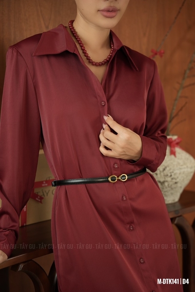 Đầm Sơ Mi Lụa Đỏ Thanh Lịch NICA Taygu | DTK141
