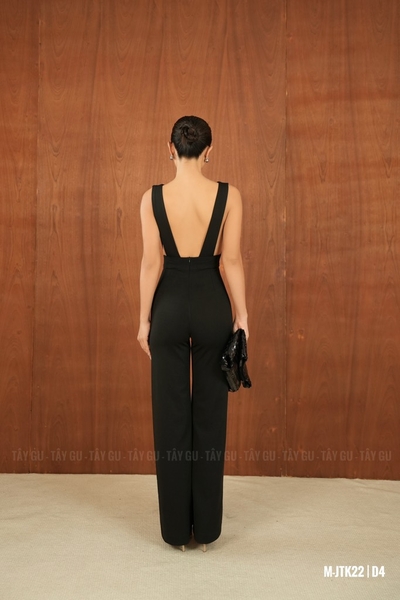Jumpsuit Suông Đen Không Tay Hở Lưng Xẻ Hai Bên TALLA Taygu | JTK22