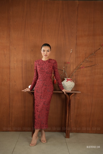 Đầm Lụa Tay Dài Cổ Tròn VÂN NHÃ Taygu | DTK142