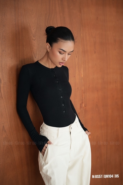Bodysuit Thun Tay Dài Cổ Tròn 7 Nút Taygu | BS57