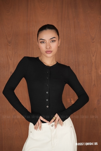 Bodysuit Thun Tay Dài Cổ Tròn 7 Nút Taygu | BS57