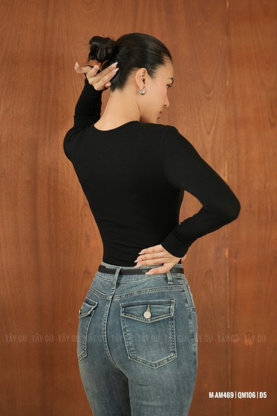 Áo Thun Gân Nhuyễn Basic Tay Dài Cổ Tròn Taygu | AM469