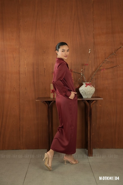 Đầm Sơ Mi Lụa Đỏ Thanh Lịch NICA Taygu | DTK141