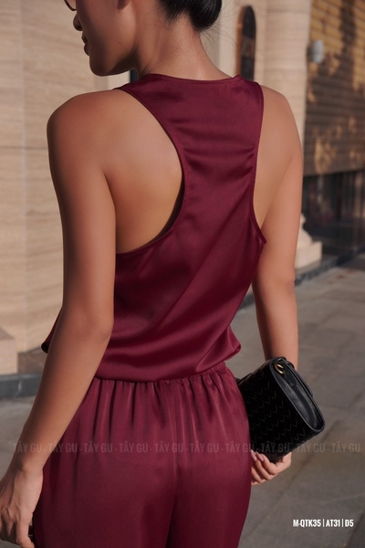 Áo Lụa Ba Lỗ Cổ Chữ U Sâu Khoét Lưng MIANA Taygu | AT31